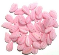 50 14mm Matte Marble Pink Leaf Beads